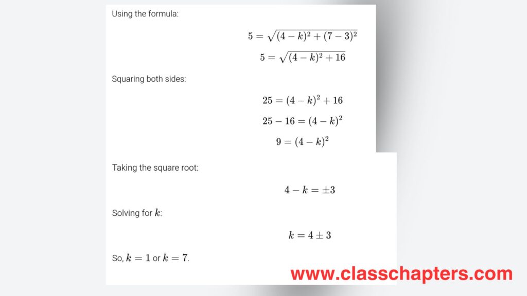 Distance between two given points