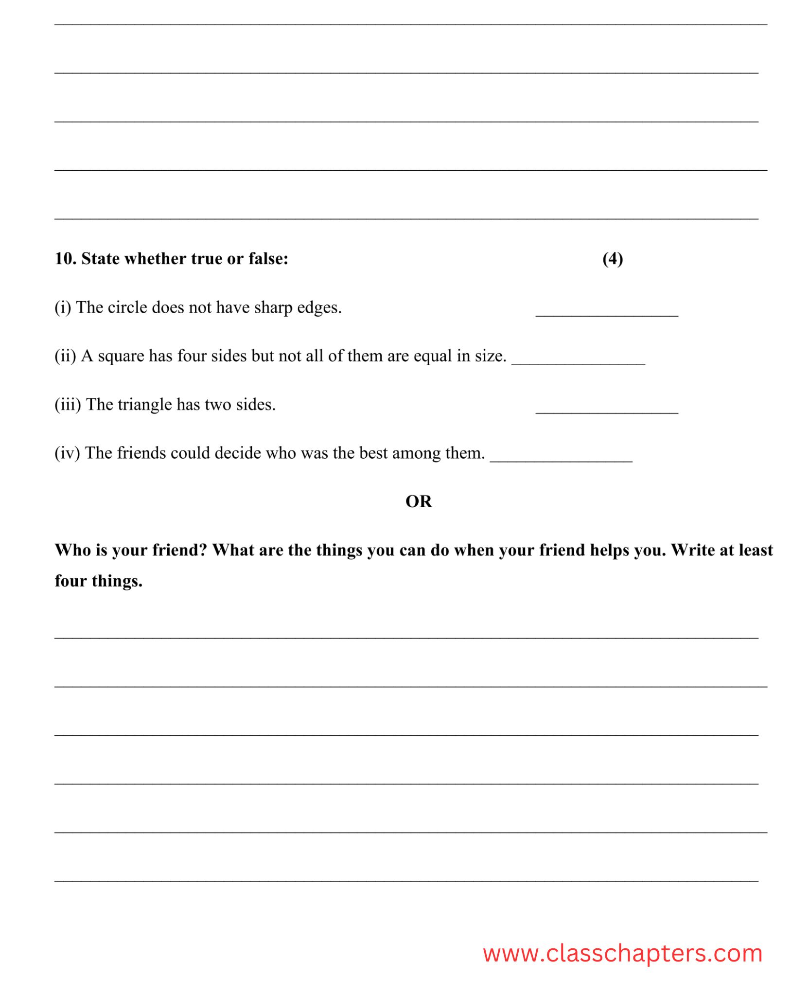 Class 3 English mid term exam