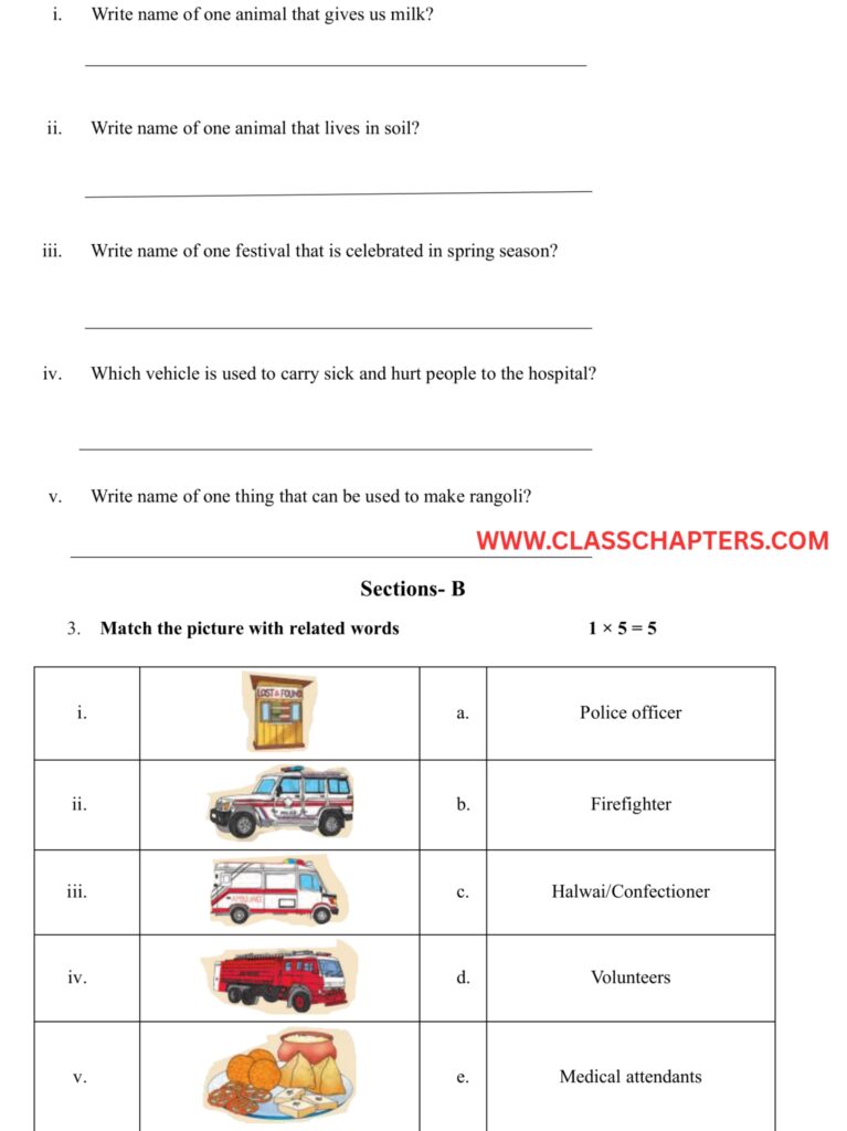 Class 3 EVS Mid Term Exam
