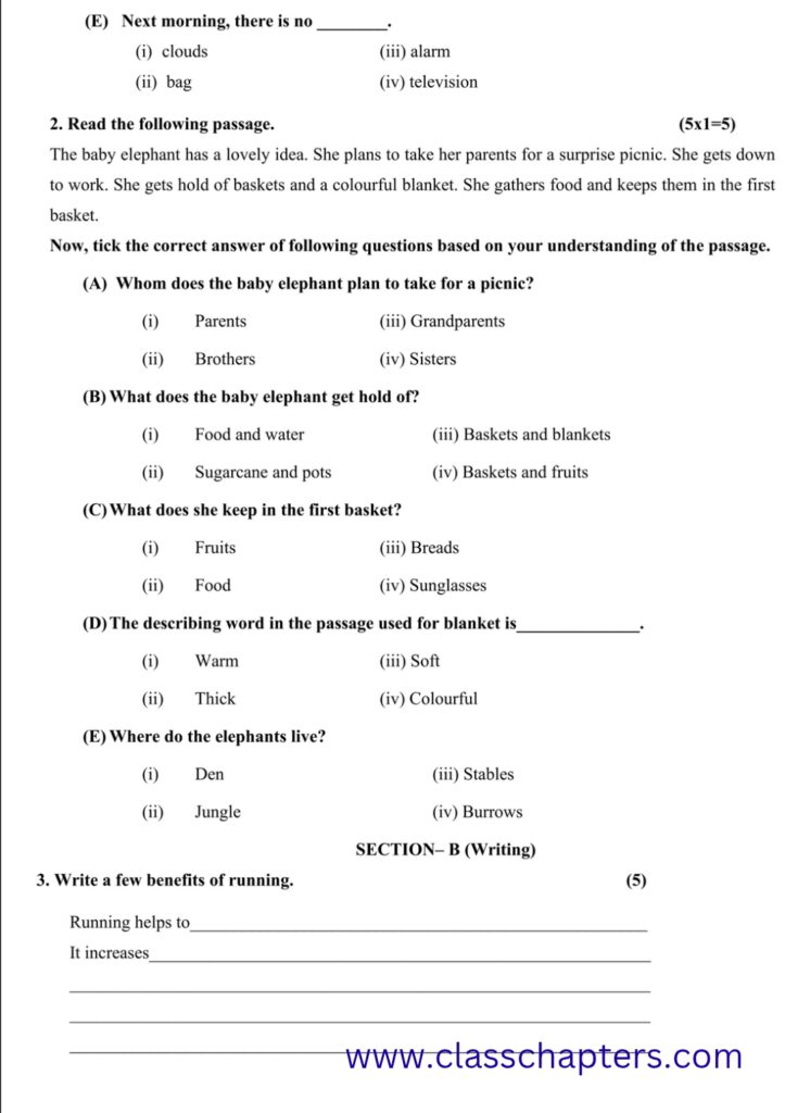 Class 4 English Mid Term