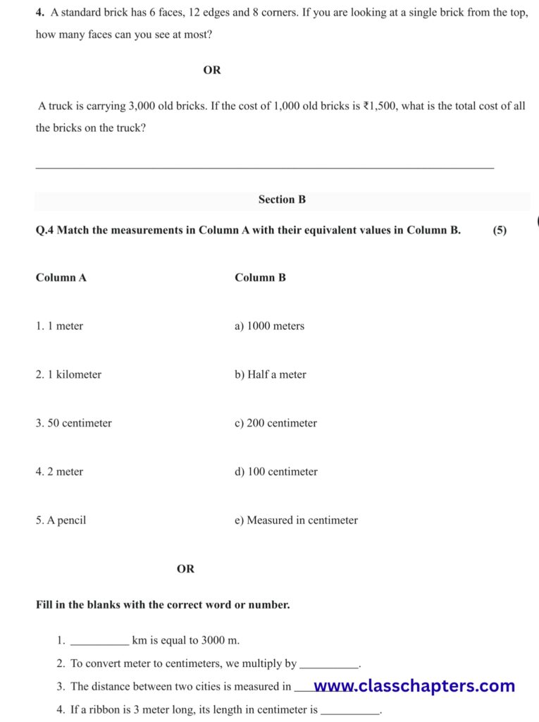 Class 4 Mathematics Mid Term Exam