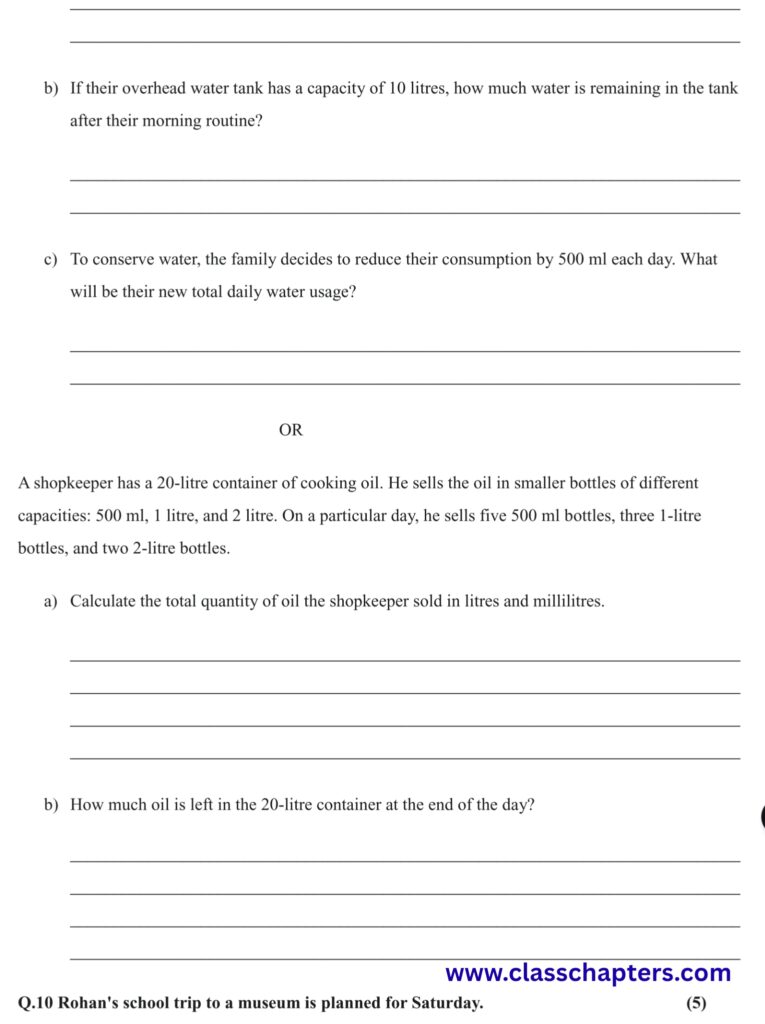 Class 4 Mathematics Mid Term Exam