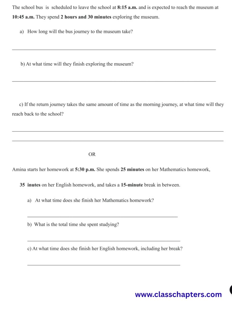 Class 4 Mathematics Mid Term Exam