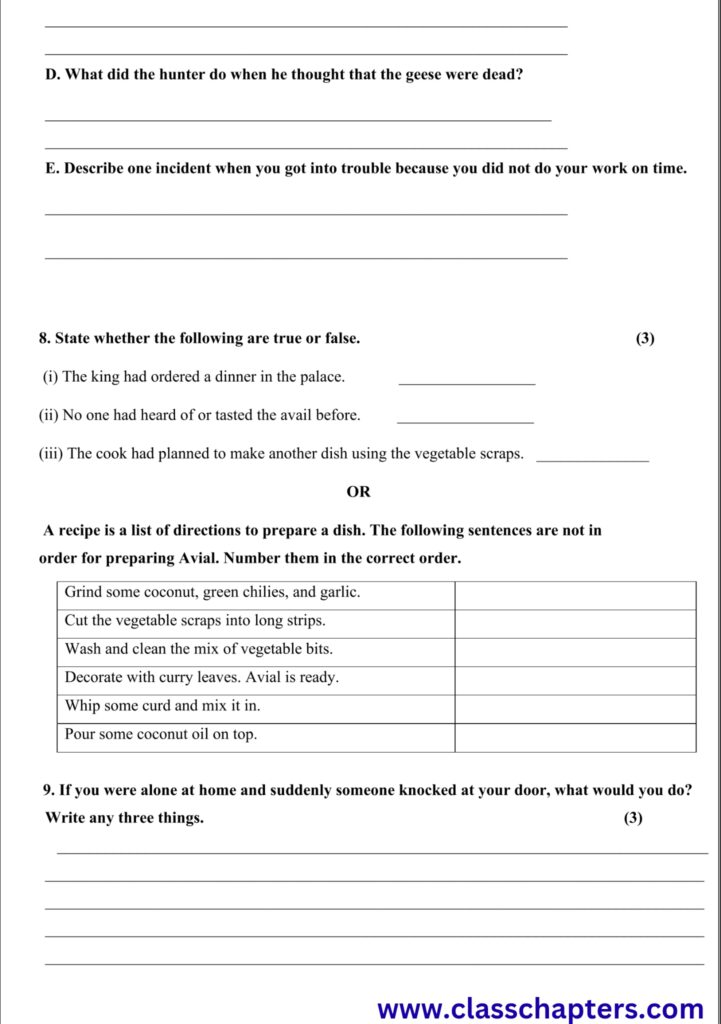 Class 5 English Mid Term Exam