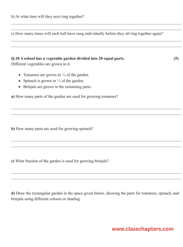 Class 5 Maths Mid Term Exam