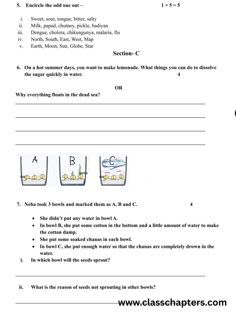 Class 5 EVS Mid Term Exam
