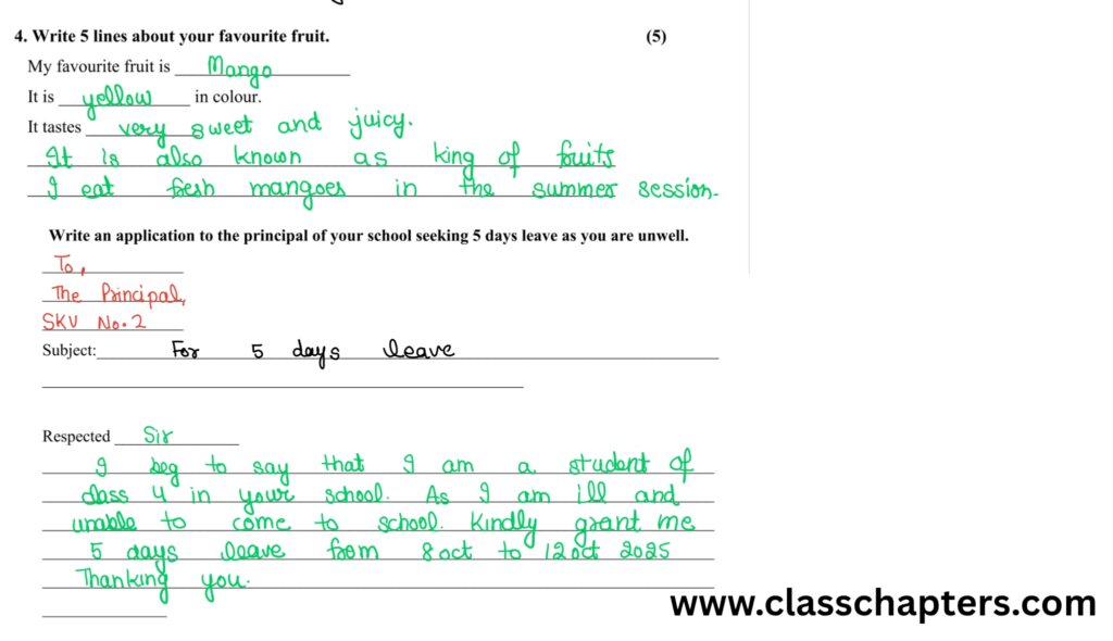 Class 4 English Mid Term